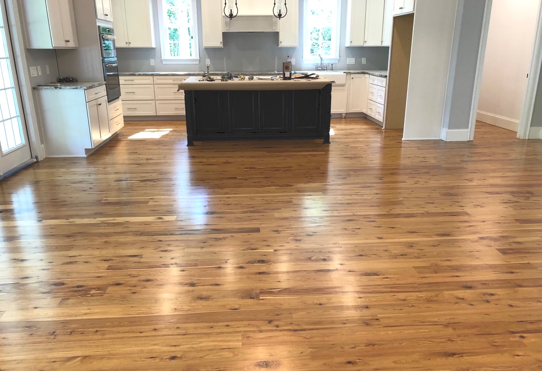 Photo: An installed UNfinished Australian Cypress floor after it sanding and varnishing. © All rights reserved.