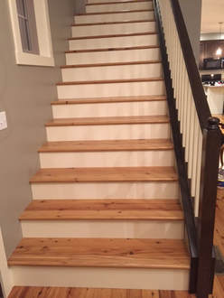 Picture - Australian Cypress stair treads from Hardwoods USA. © 2020.